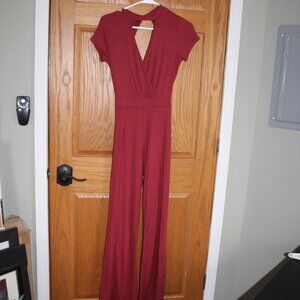 Windsor One Piece Maroon Jumpsuit - Size Small